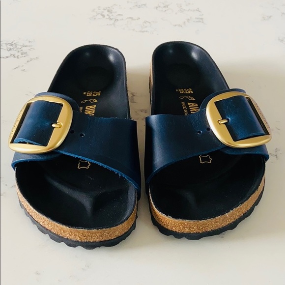 oiled leather birkenstock madrid blu navy